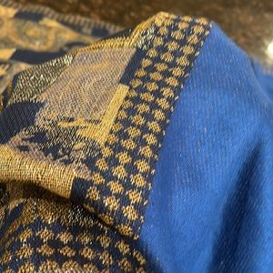 Eternity Scarf Half Metallic Design Half Solid Electric Blue Color